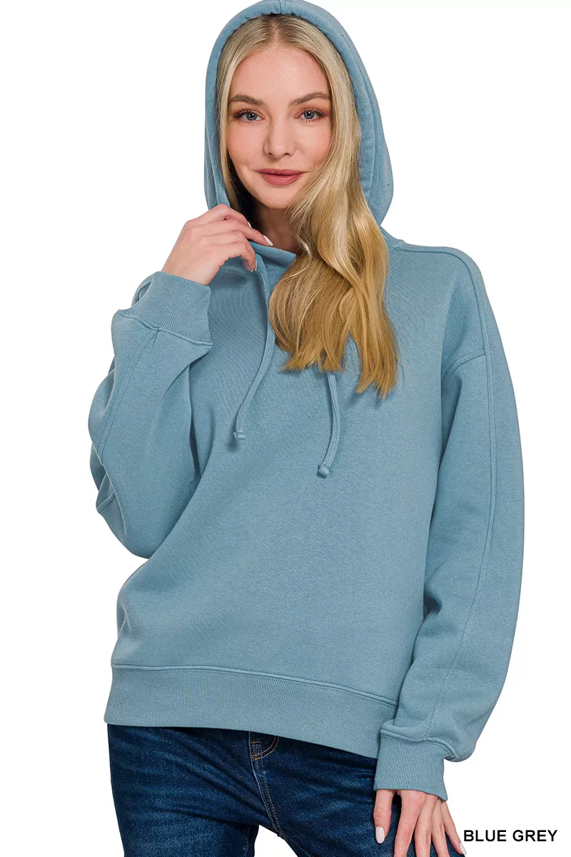 Drawstring Relaxed Fit Fleece Hoodie, image 2