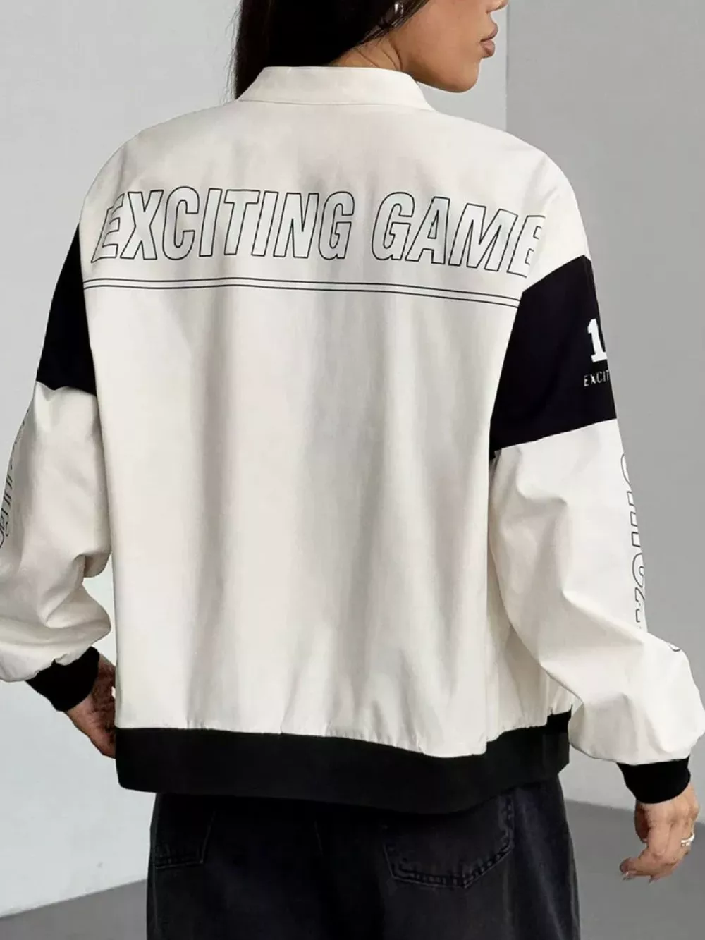 Letter Print Zip Up Jacket, image 16