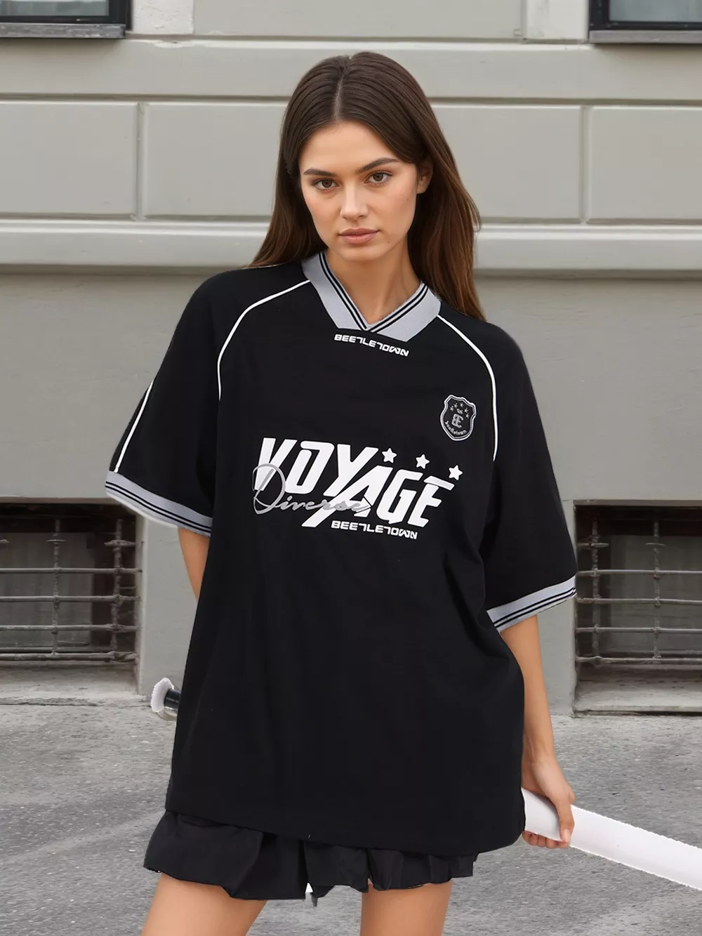 Oversized Sporty Graphic Short Sleeve T-Shirt, image 2