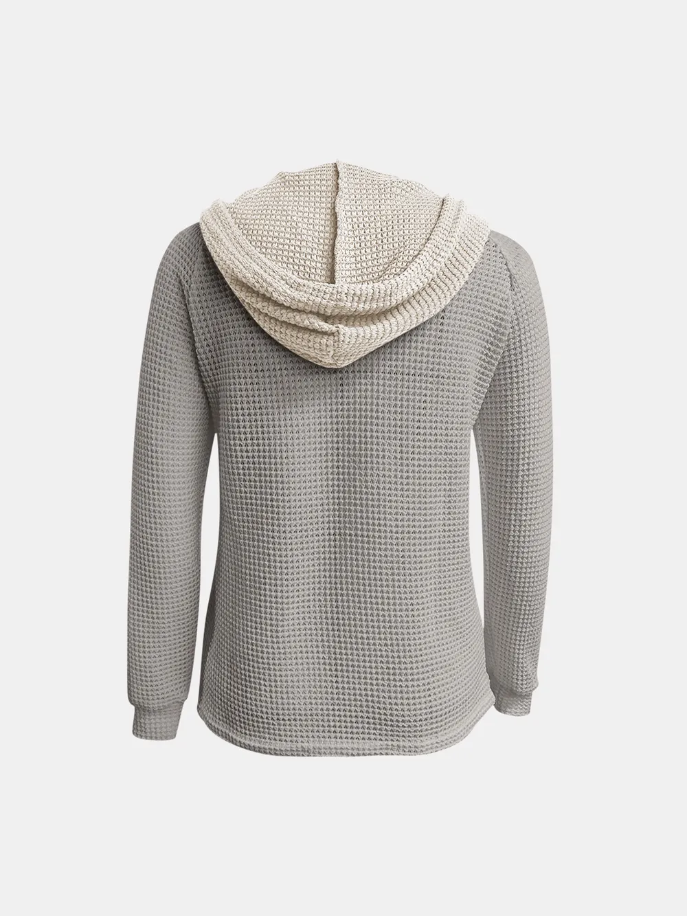 Full Size Waffle-Knit Contrast Long Sleeve Hoodie, image 11