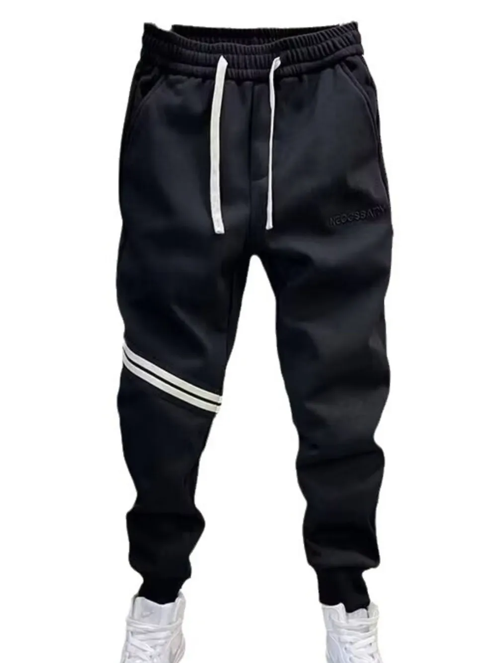 Men's Plus Size Drawstring Striped Joggers, image 2