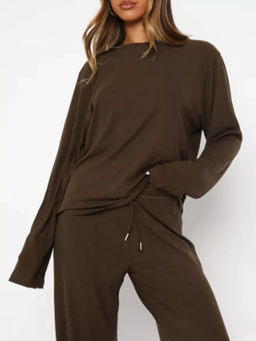 Relaxed Fit Long Sleeve Top and Pants Set, image 22
