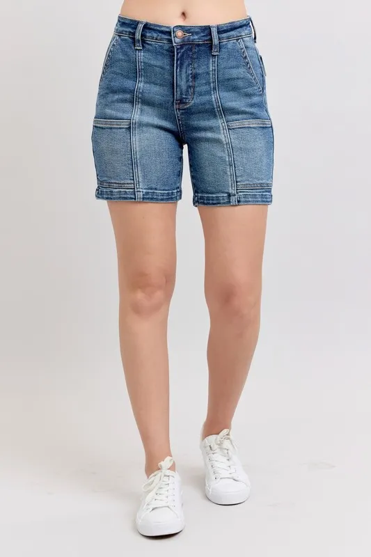 Full Size High Rise Denim Shorts Plus Size, image 8