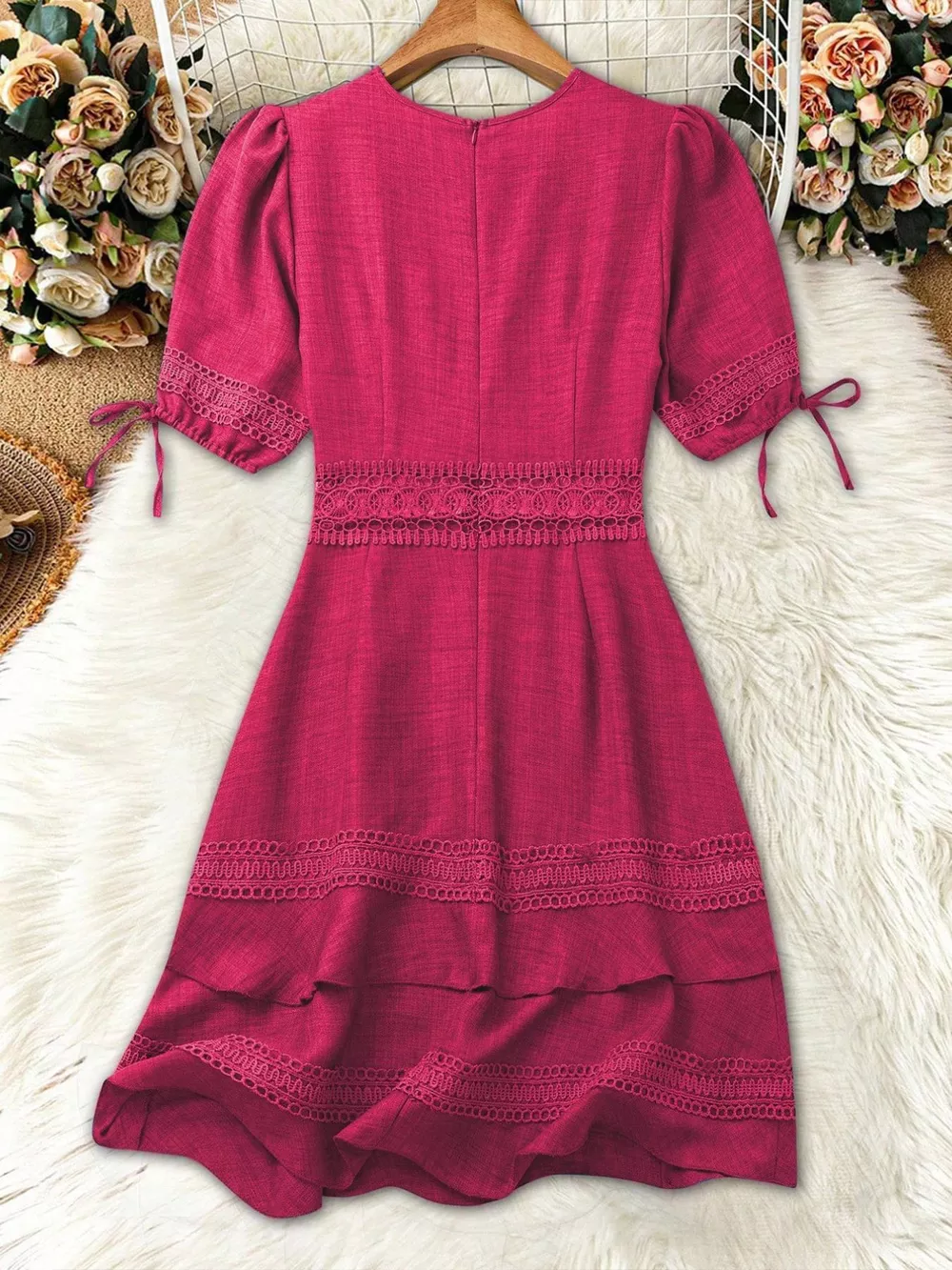 Lace Detail V-Neck Mini Dress, image 22