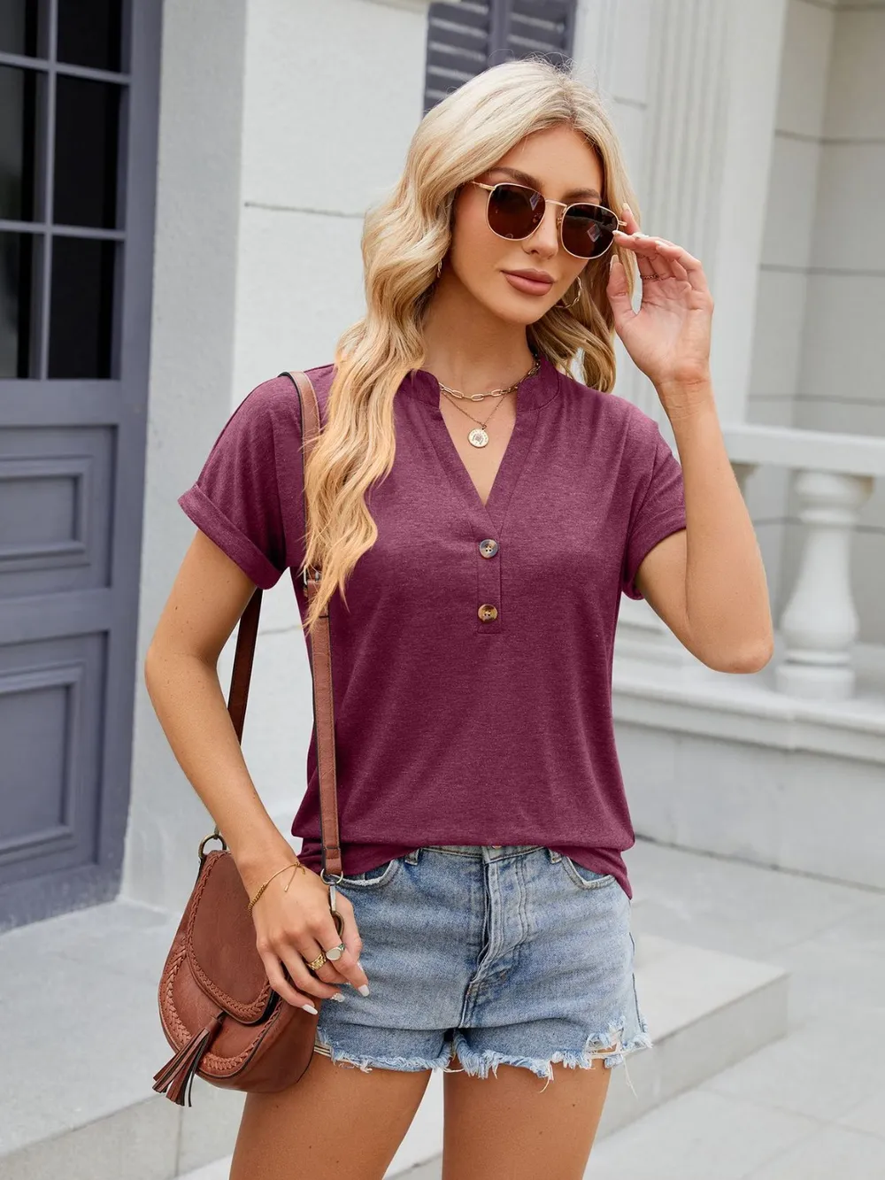 Notched Short Sleeve T-Shirt, image 25