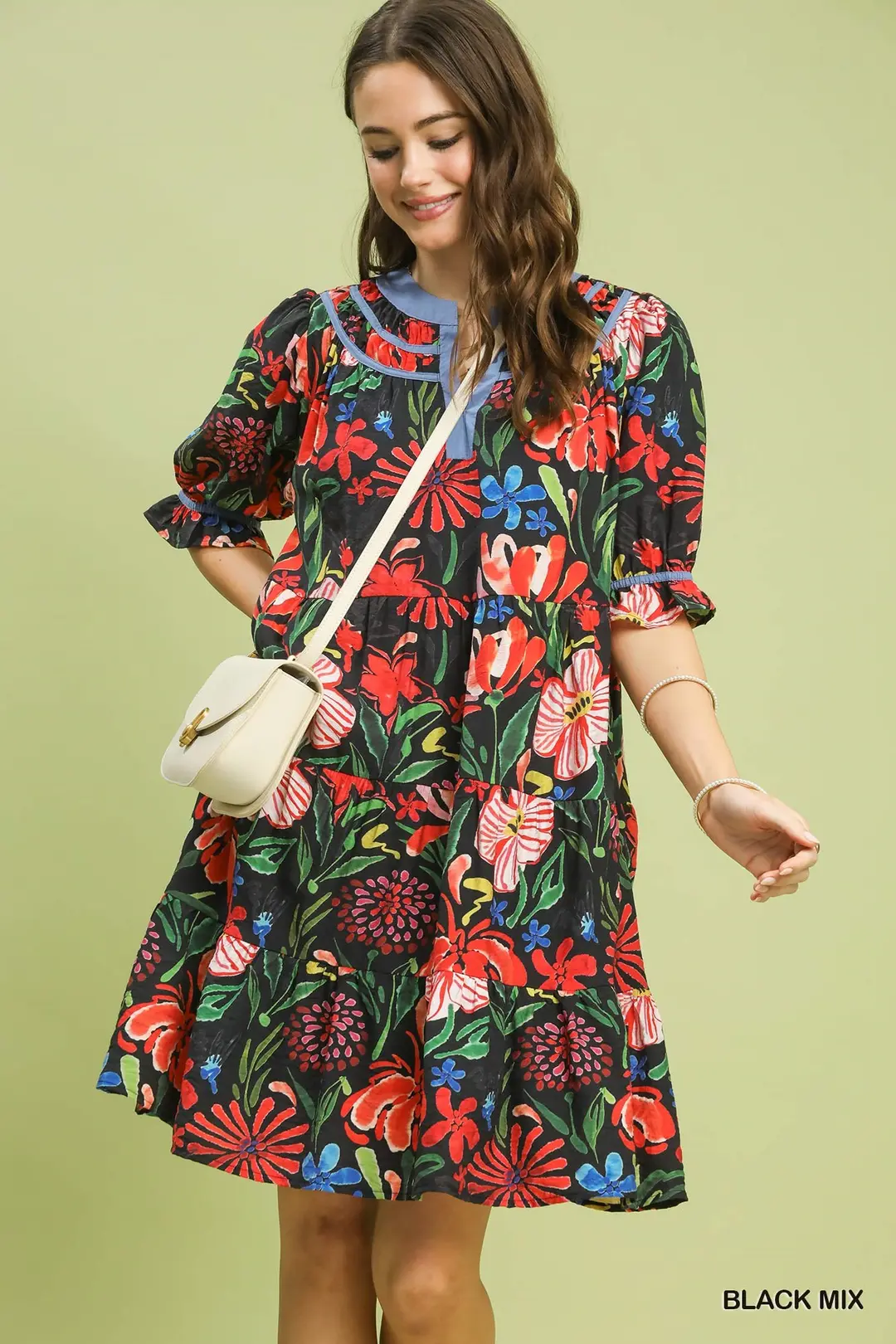 Floral Tiered Puff Sleeve Dress