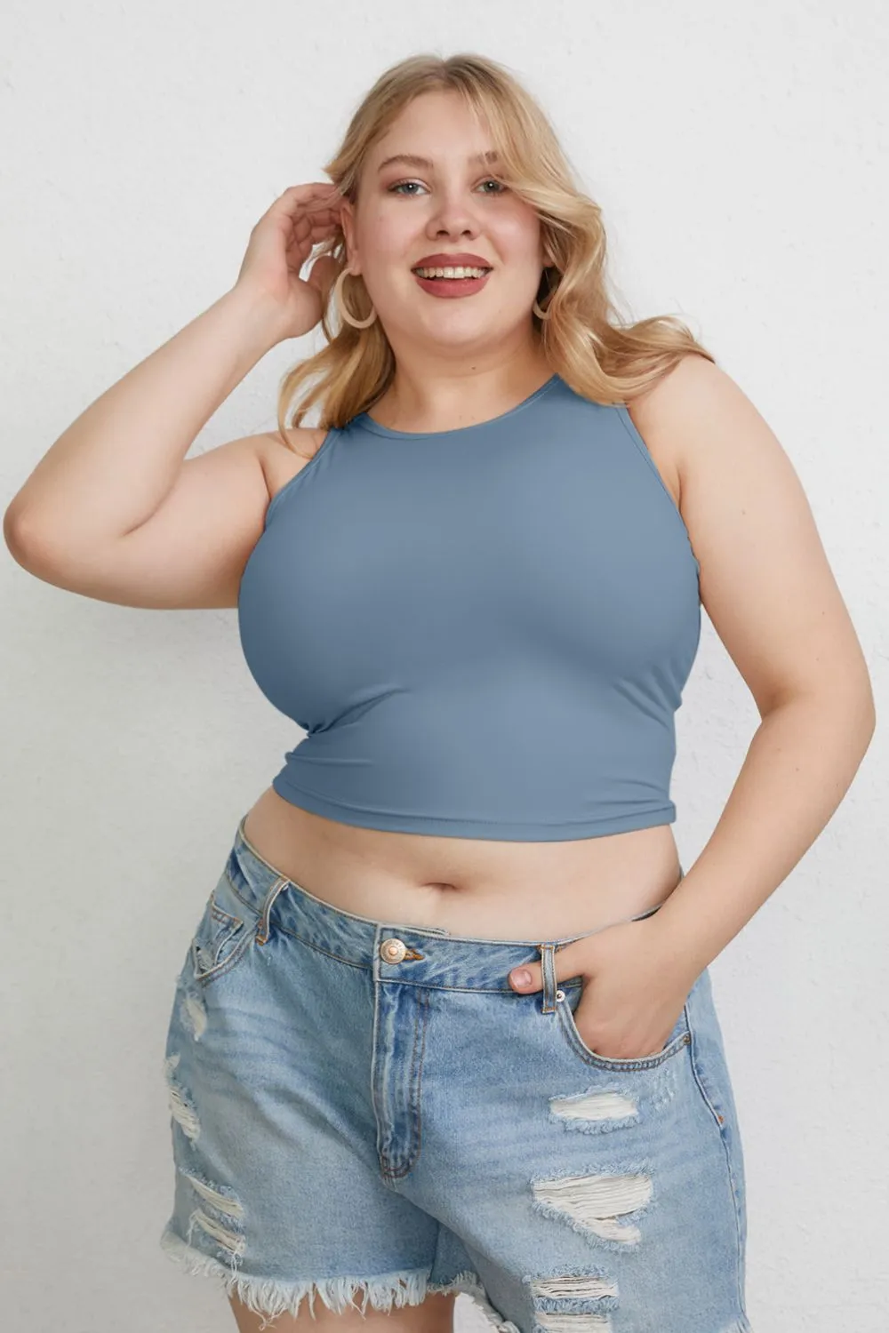 Full Size Round Neck Slim Tank, image 28