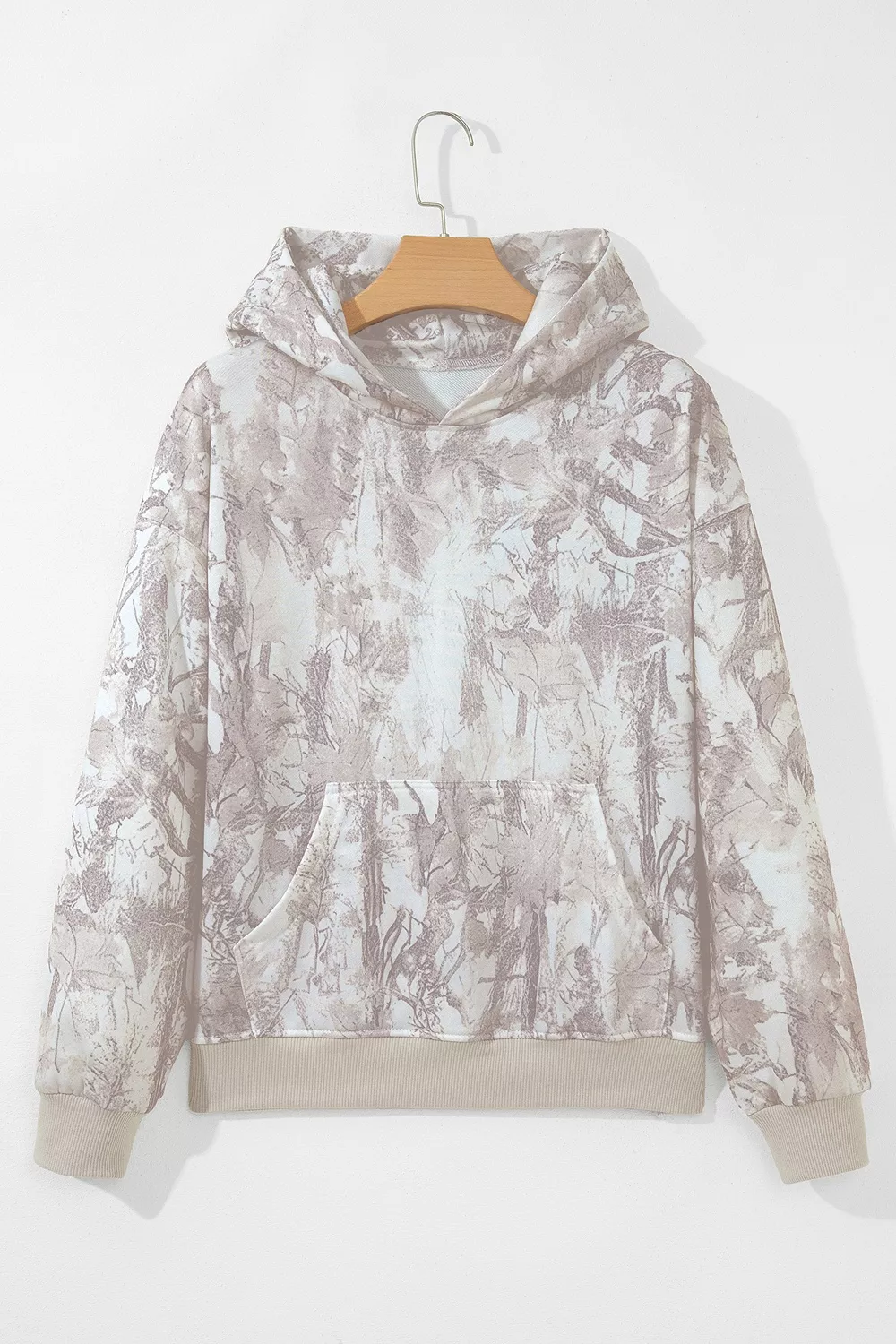 Abstract Print Ribbed Cuffs Hem Long Sleeve Hoodie, image 6