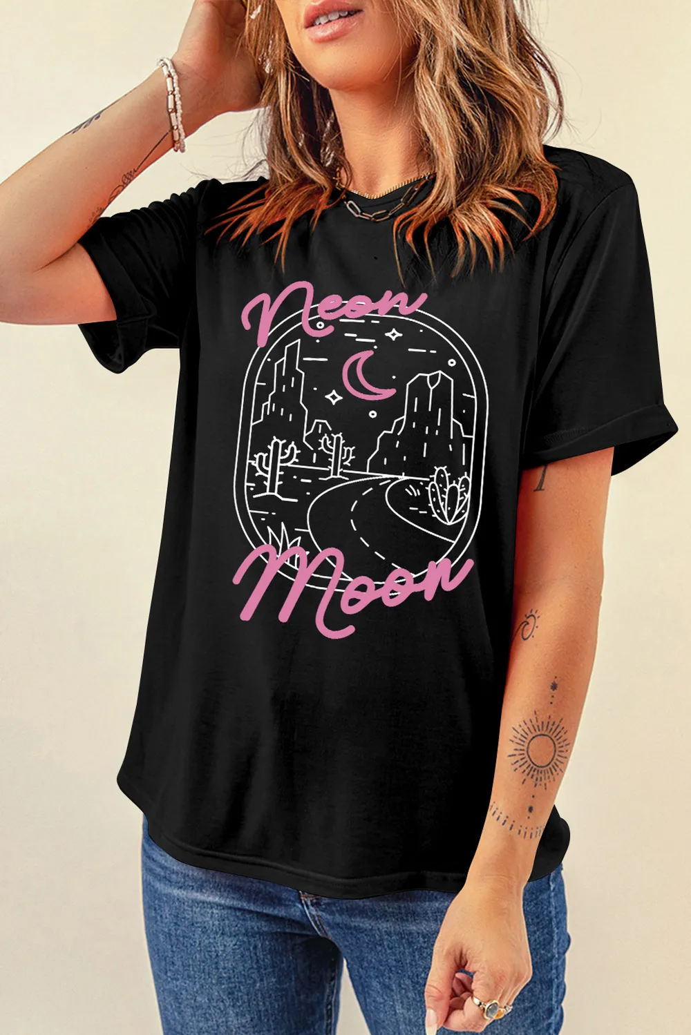 Graphic Round Neck Short Sleeve T-Shirt, image 4
