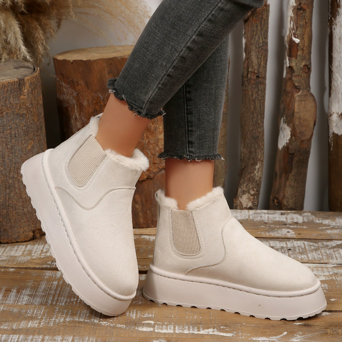 Fur Lining Platform Boots, image 5