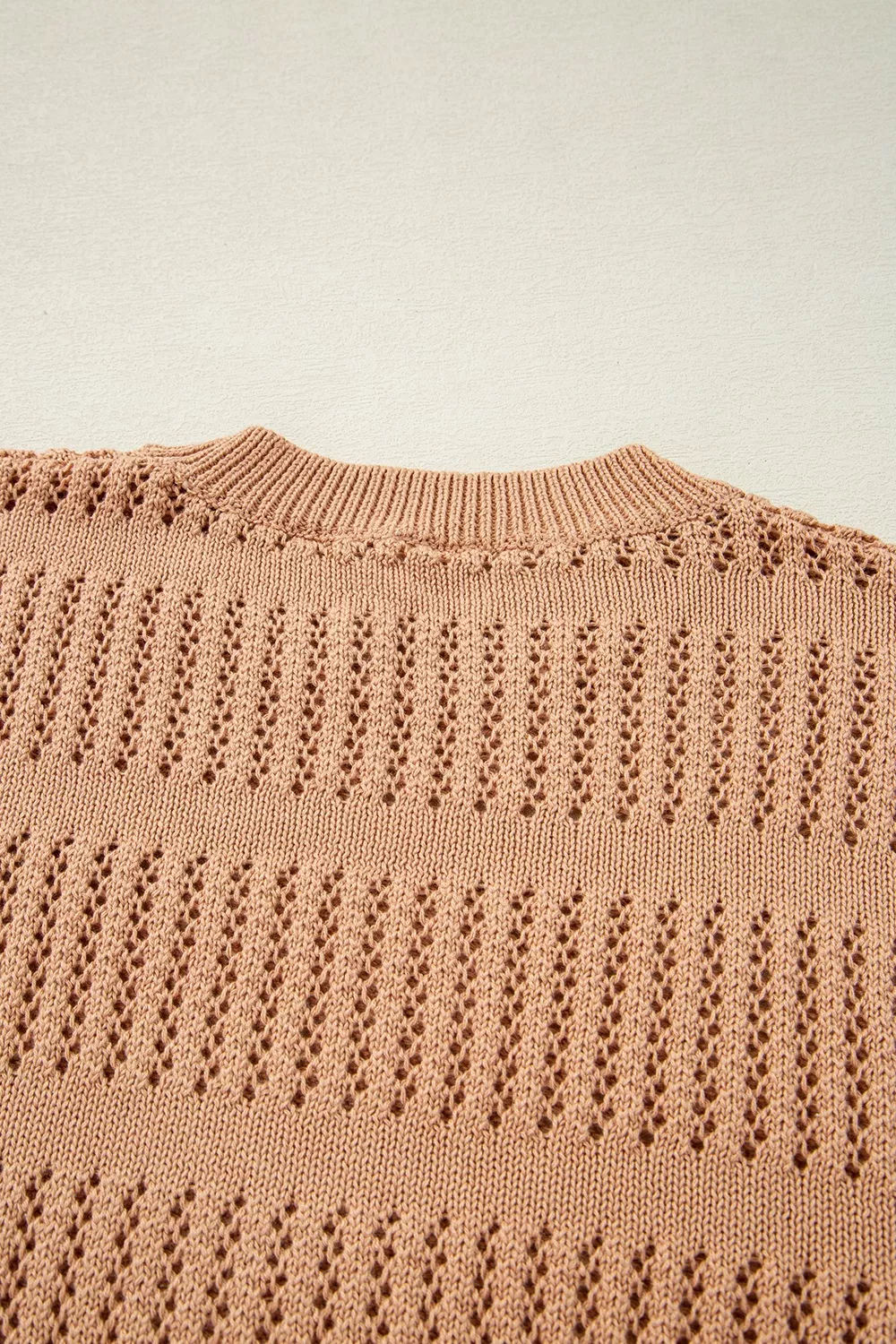 Openwork Round Neck Knit Top, image 7