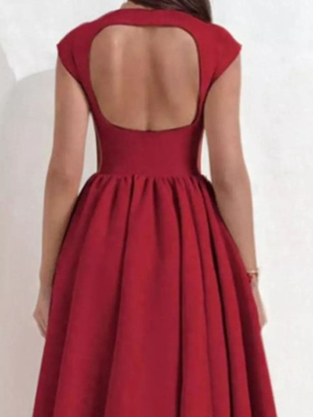 Full Size Cap Sleeve A-Line Midi Dress Plus Size, image 12