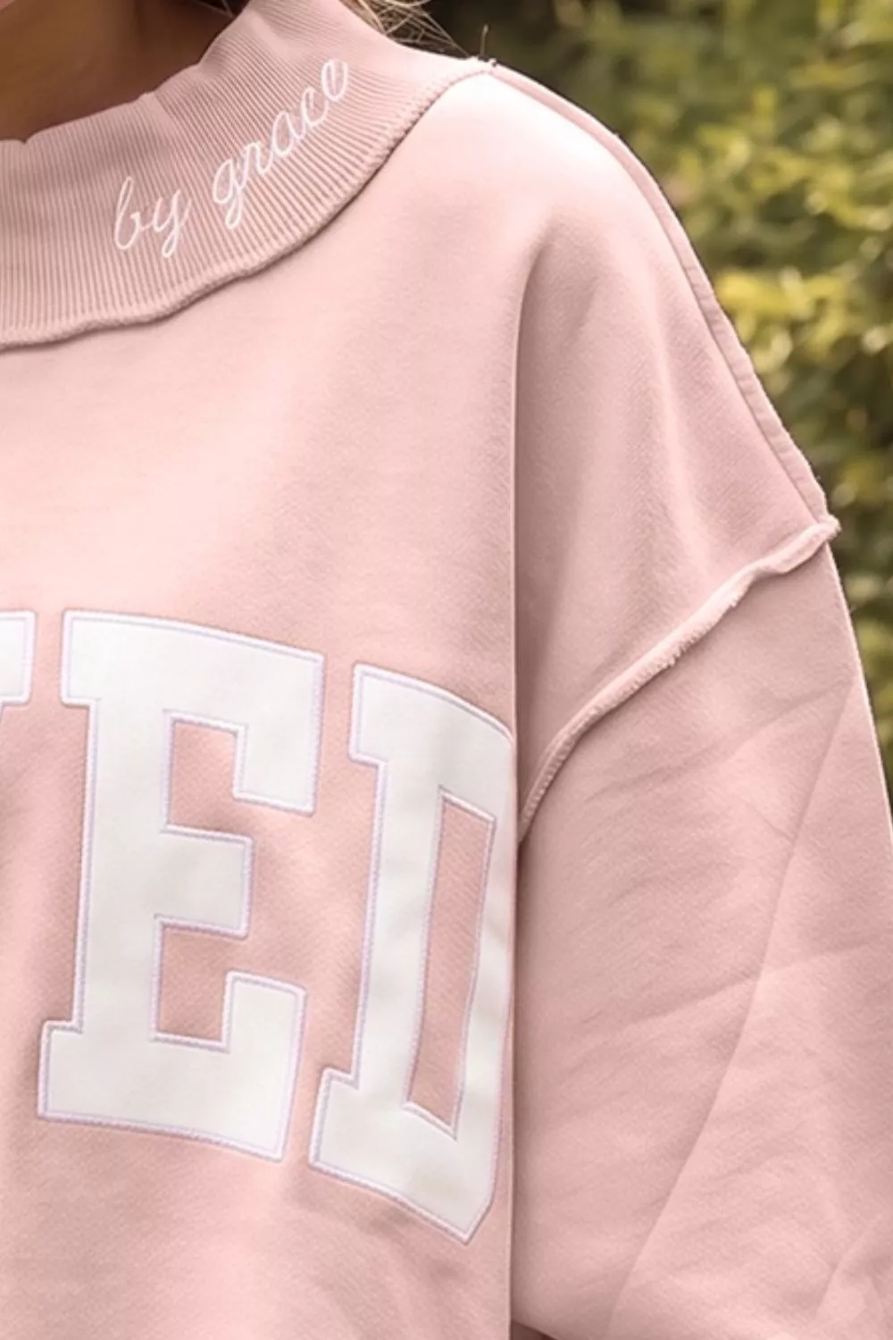 SAVED Graphic Sweatshirt with Raw Edge Detail, image 3
