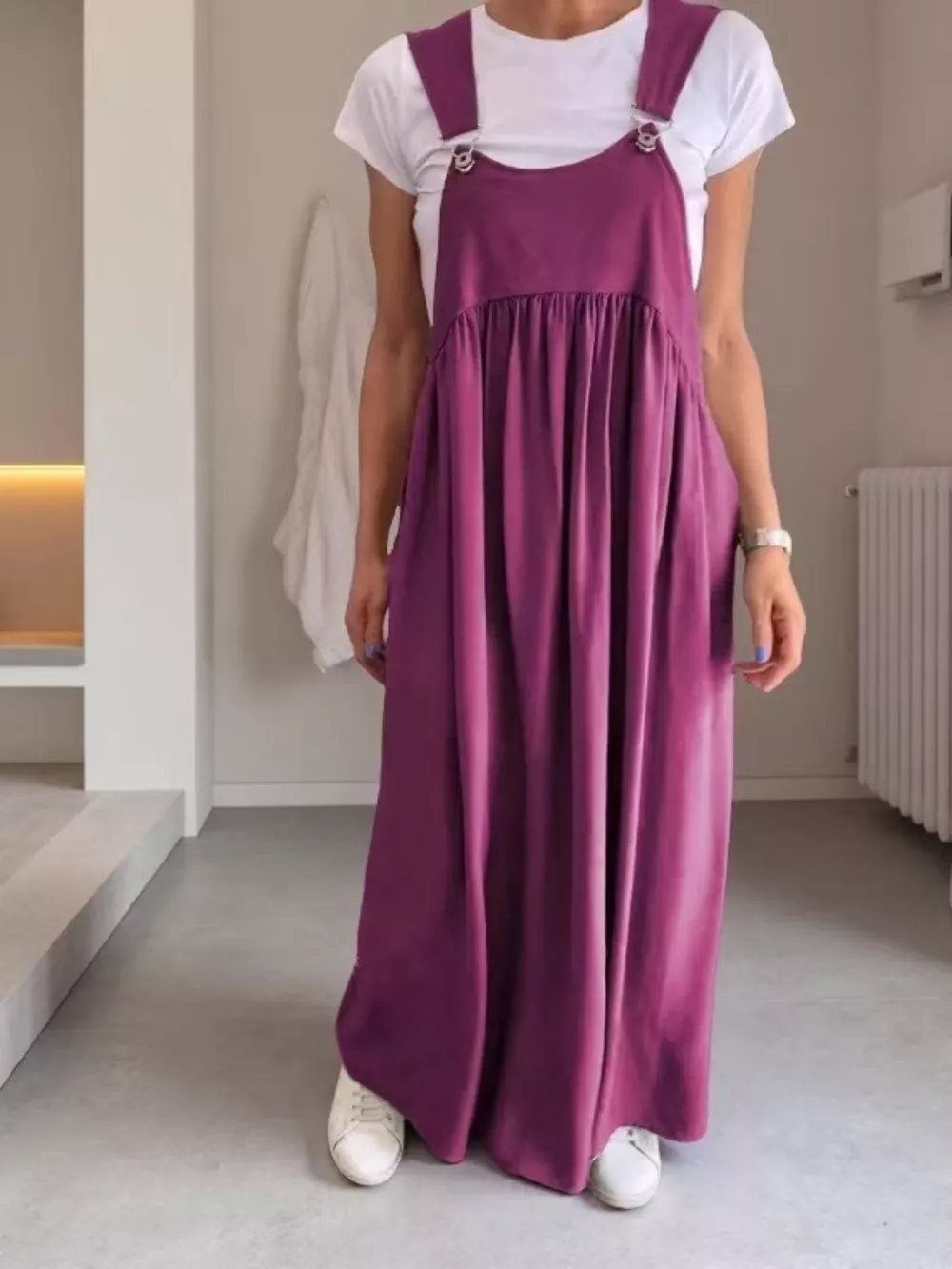 Full Size Ruched Wide Strap Overall Maxi Dress Plus Size, image 8