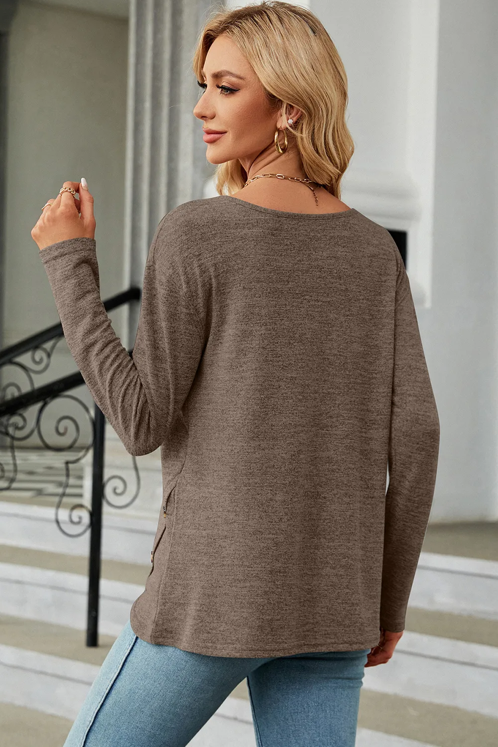 Round Neck Long Sleeve T-Shirt, image 17