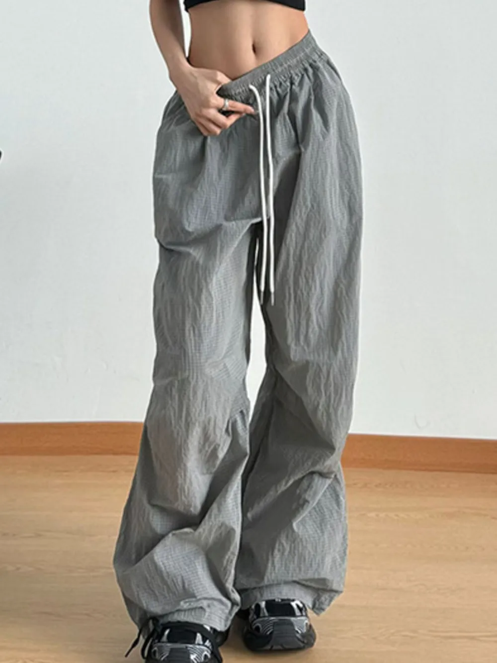 Wide Leg Drawstring Casual Pants, image 3