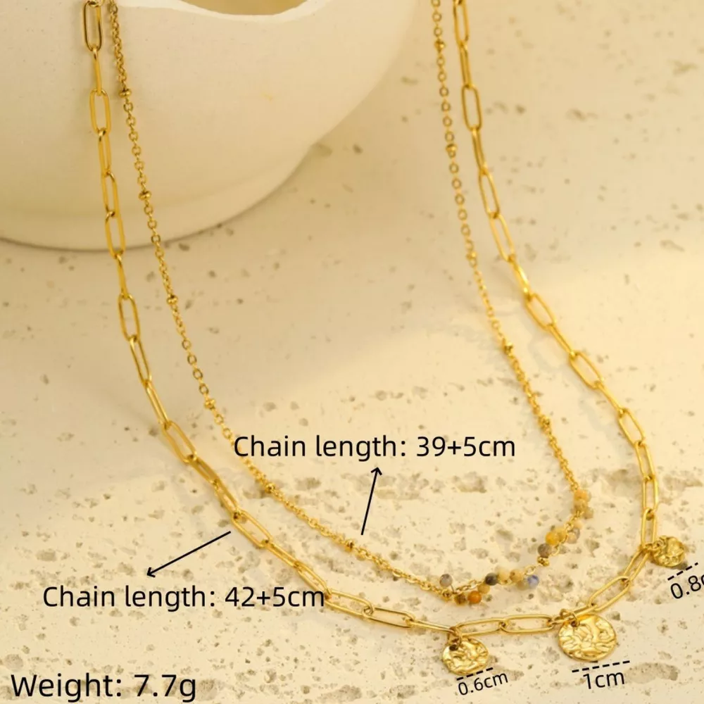 18K Gold-Plated Double-Layered Necklace, image 4