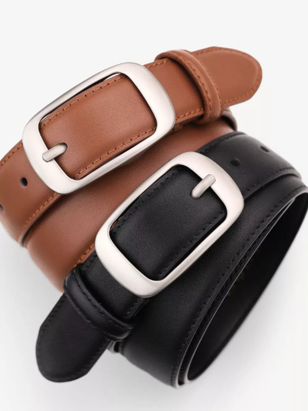 Classic Leather Belt with Silver Buckle, image 4