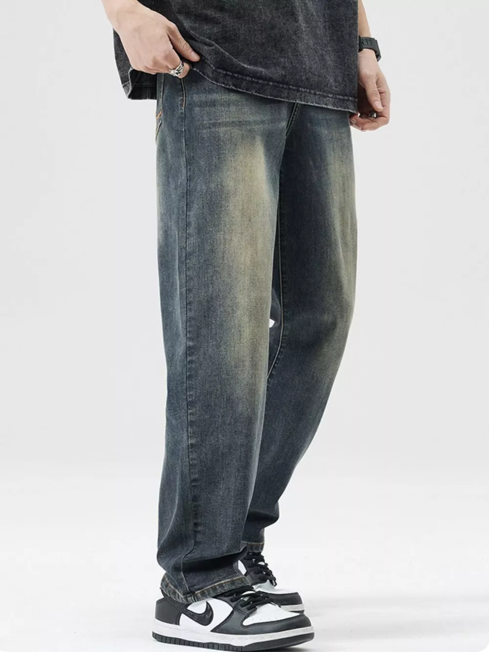 Men's Wash Loose Fit Jeans, image 4