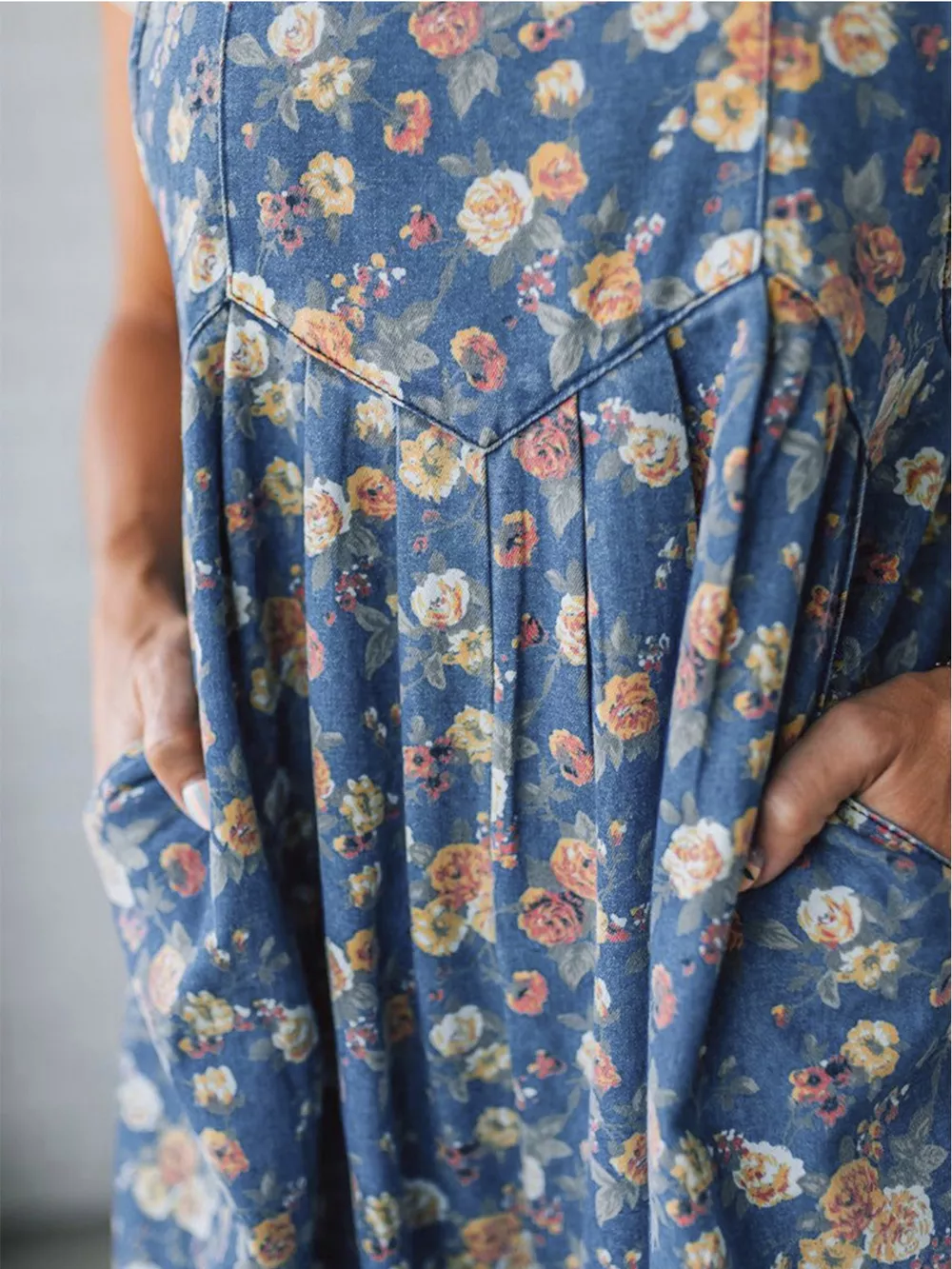 Floral Print Wide Leg Denim Overalls, image 10
