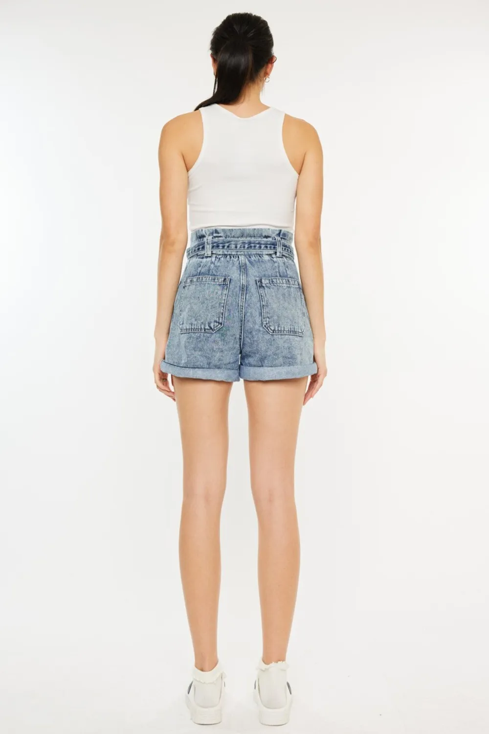 Ultra High Rise Paperbag Denim Shorts, image 7