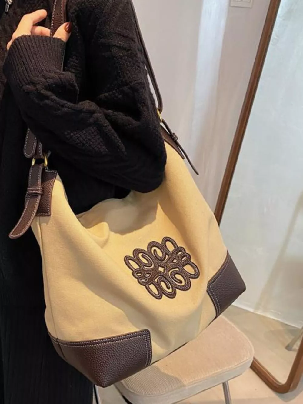 Embroidered Canvas Tote Bag, image 12