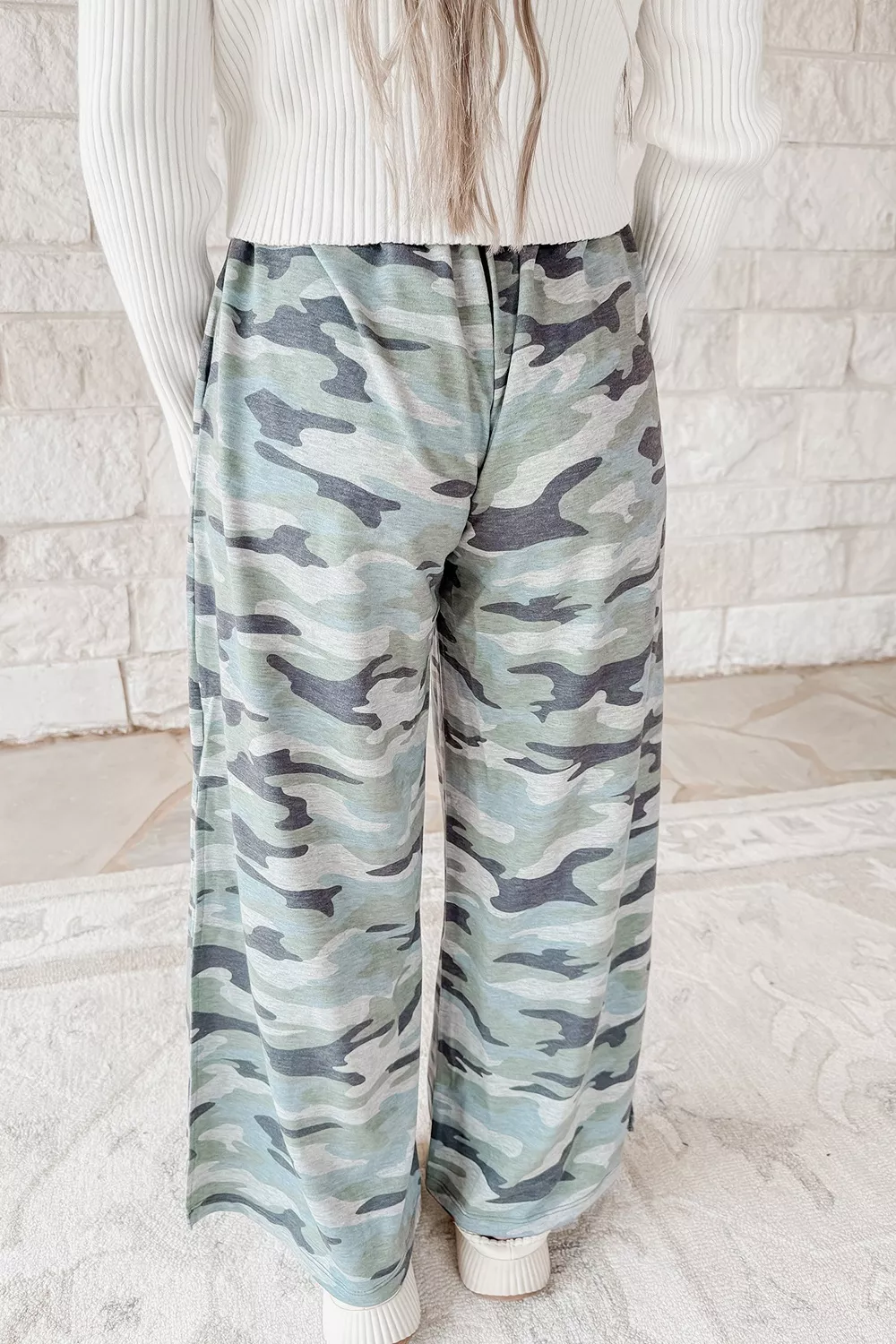 Camouflage Wide-Leg Drawstring Pants, image 3