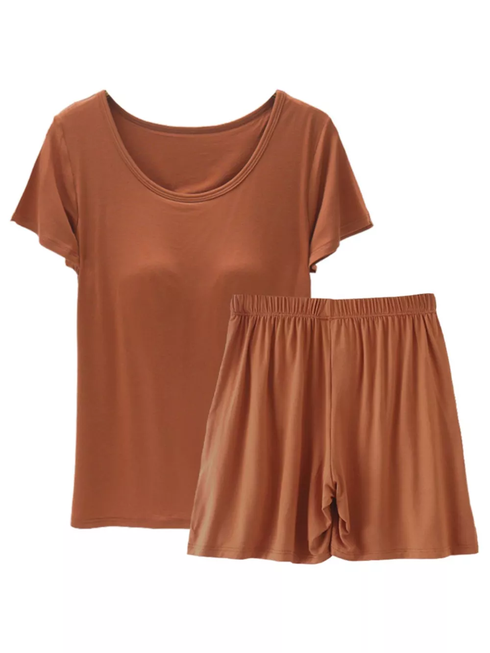 Plus Size Padded Modal Short Sleeve T-Shirt and Shorts Set, image 10