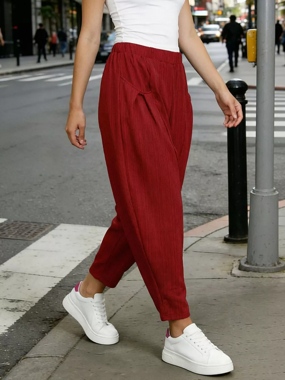 Plus Size Casual Elastic Waist Harem Pants, image 12