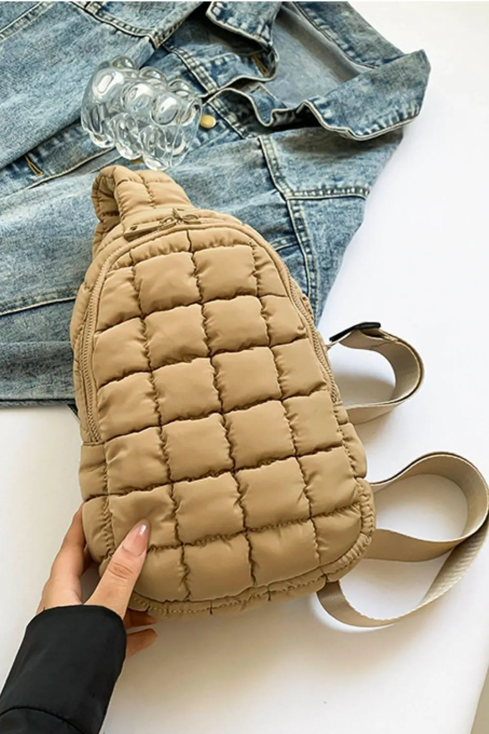 Quilted Nylon Crossbody Bag, image 5