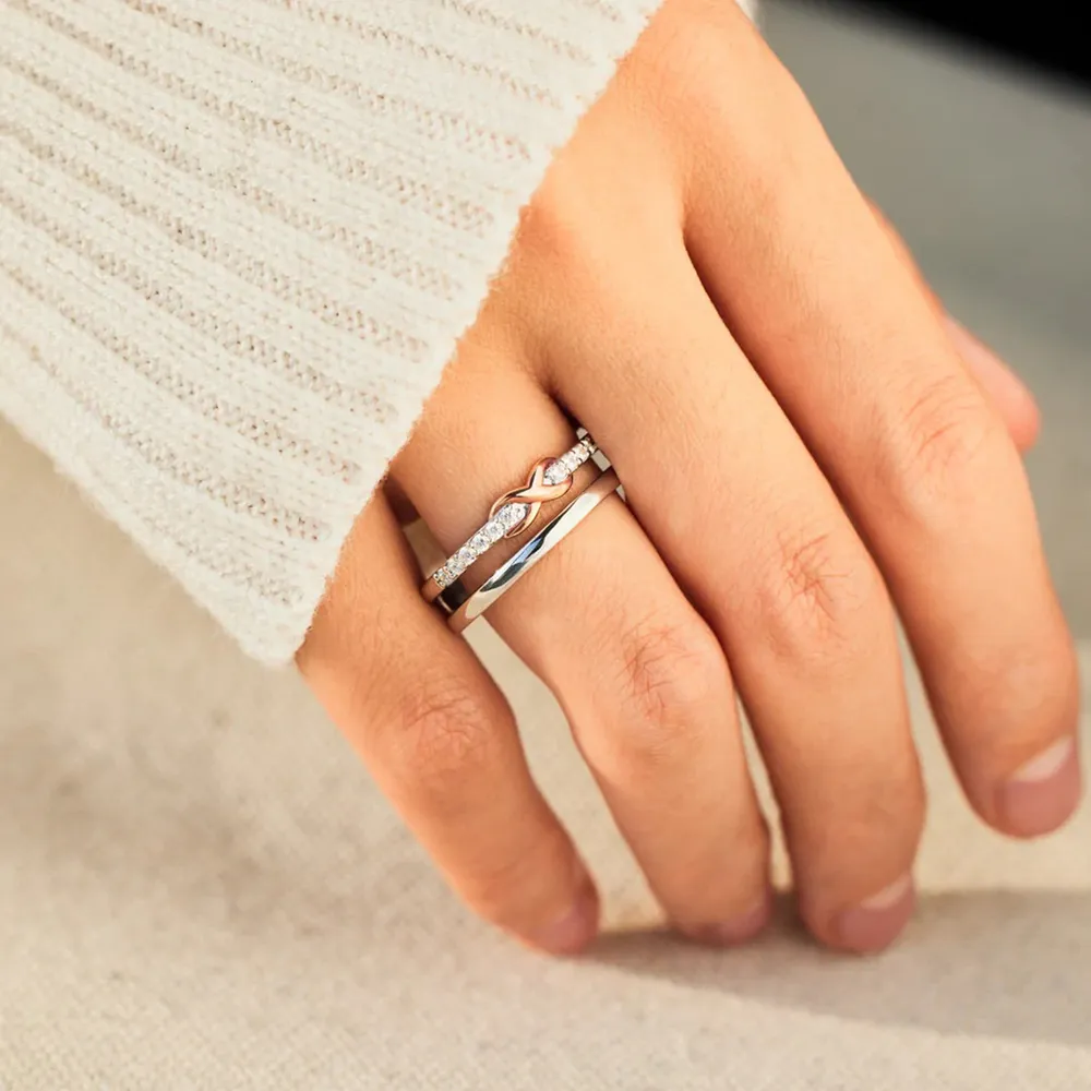 Double-Layered Zircon 925 Sterling Silver Ring, image 7