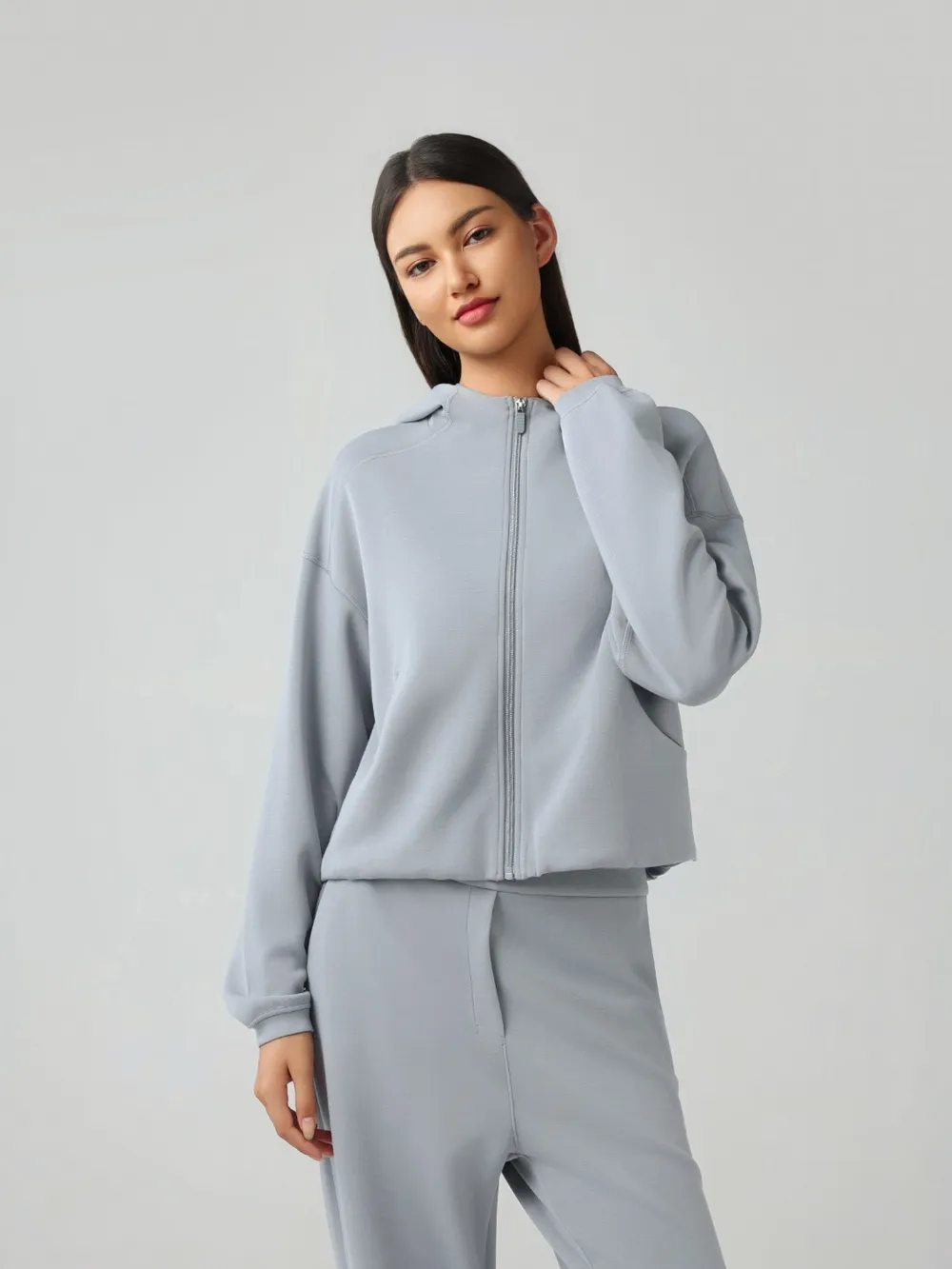 Zip Up Dropped Shouder Active Hooded, image 25
