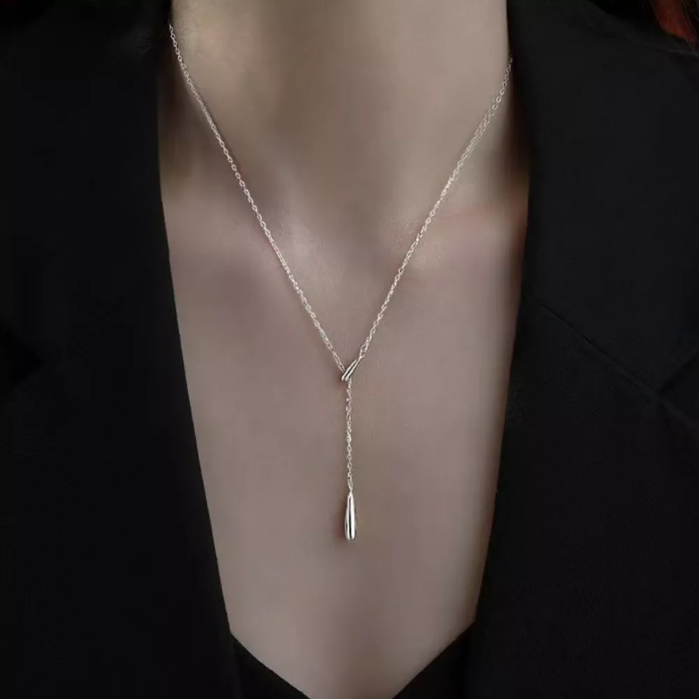 925 Sterling Silver Y-Shaped Pendant Necklace, image 7