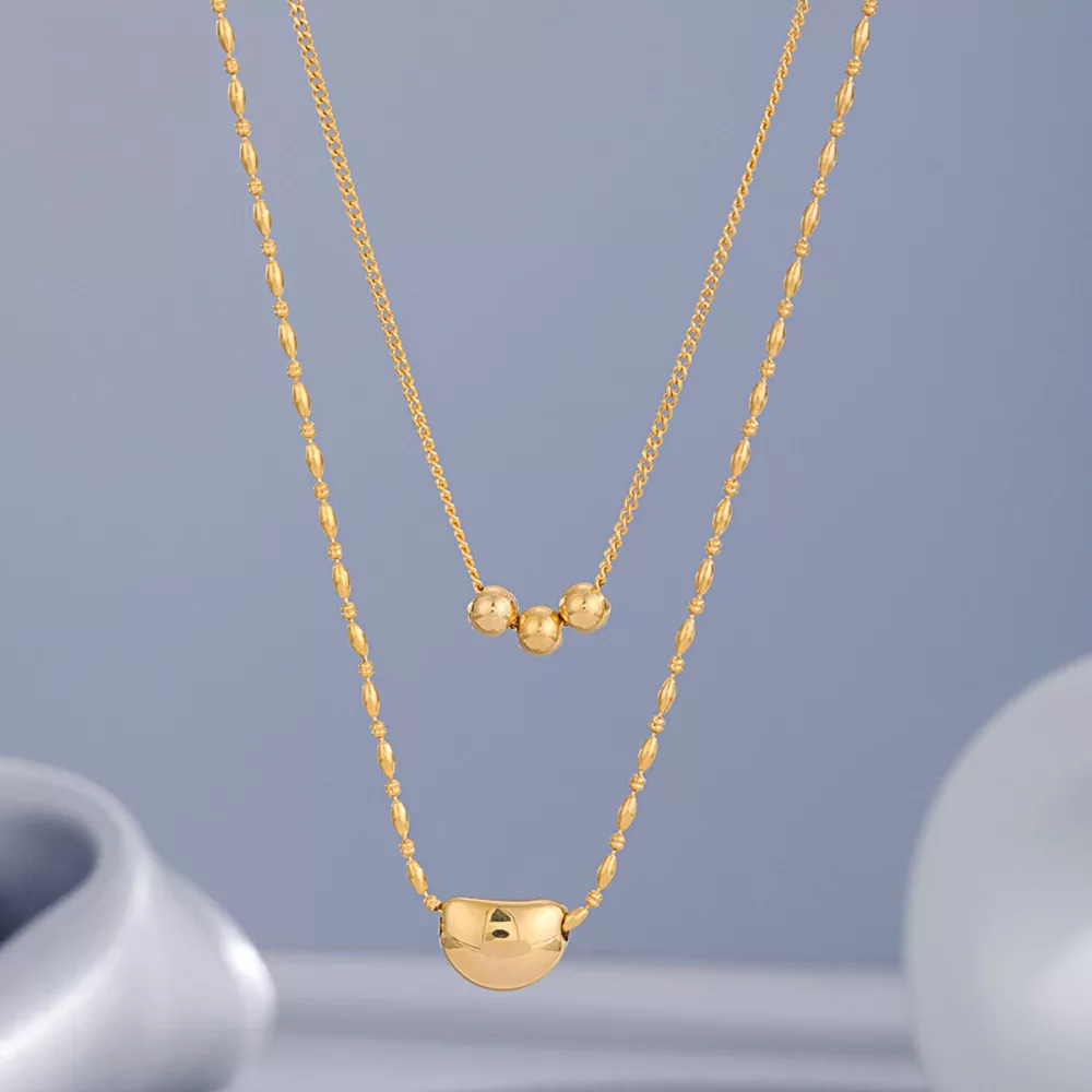 18K Gold-Plated Double Layered Necklace, image 6