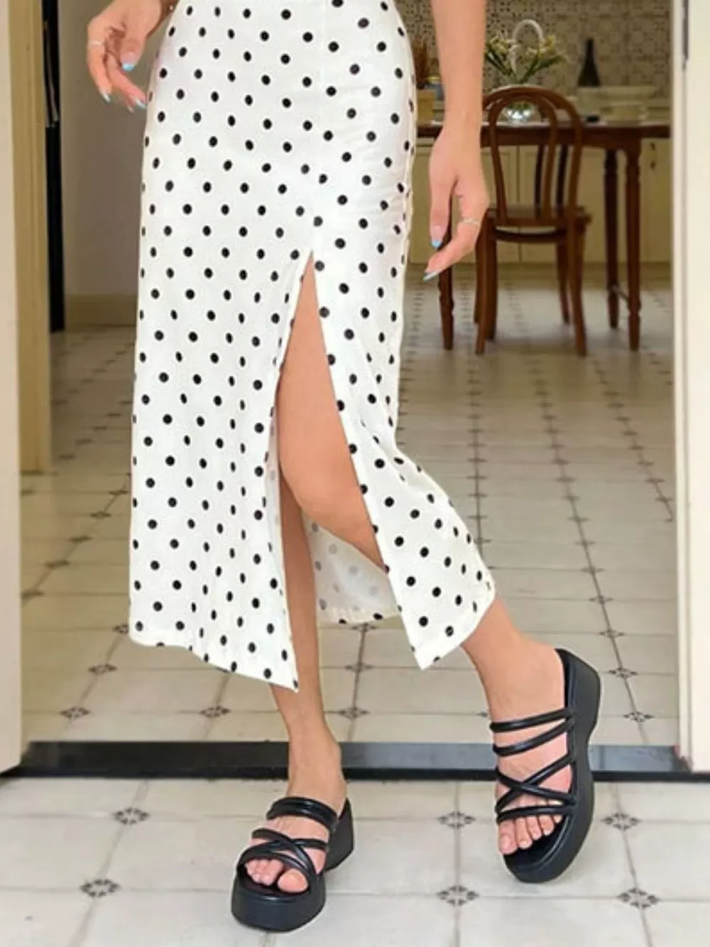 Slit Spaghetti Strap Midi Dress, image 4