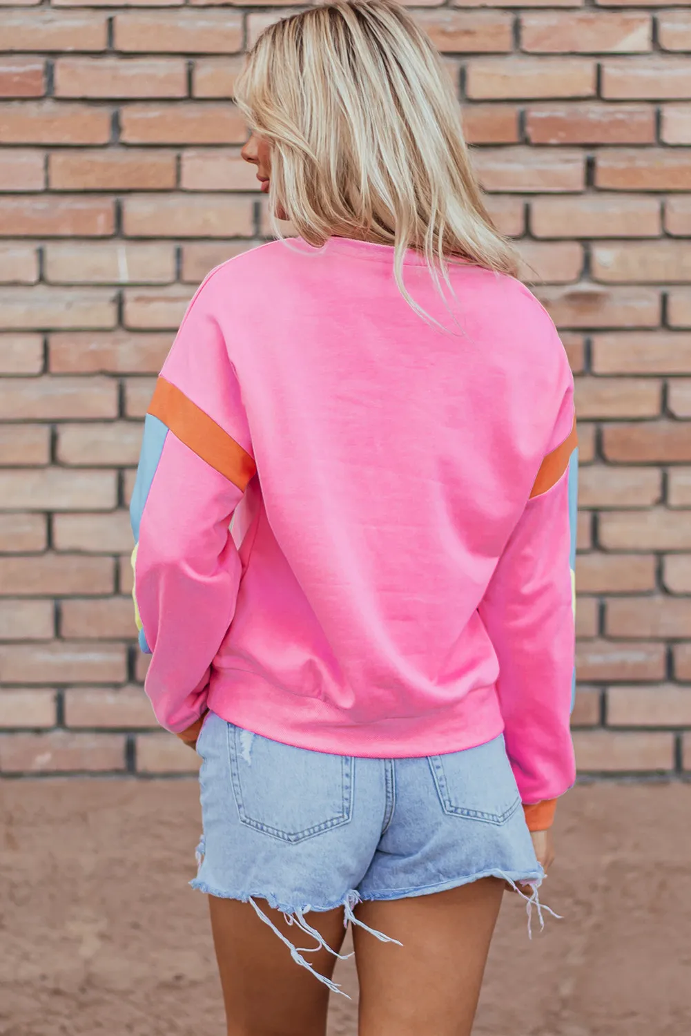 Contrast Round Neck Long Sleeve Top, image 6