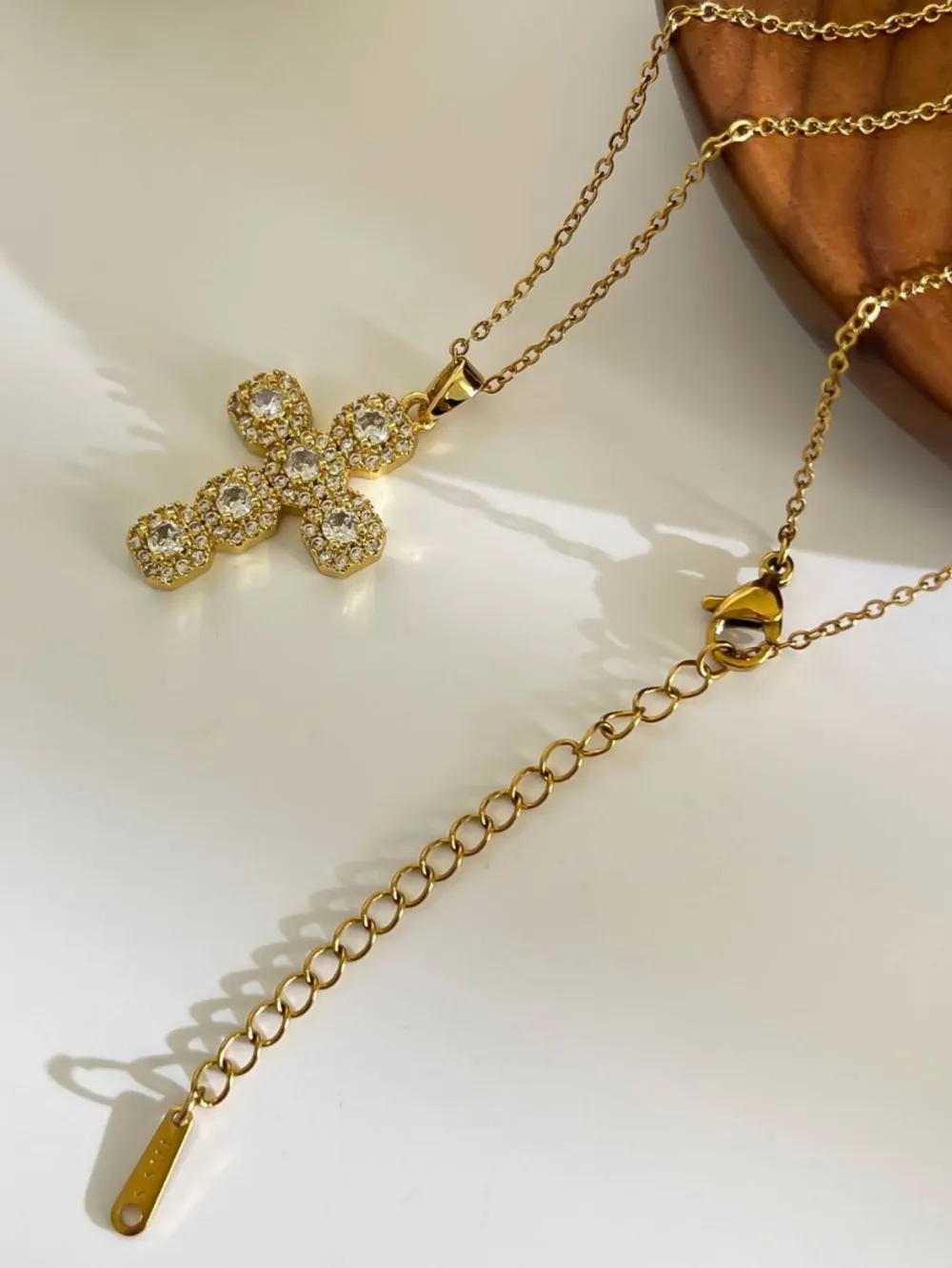 Stainless Steel Inlaid Zircon Cross Necklace, image 5