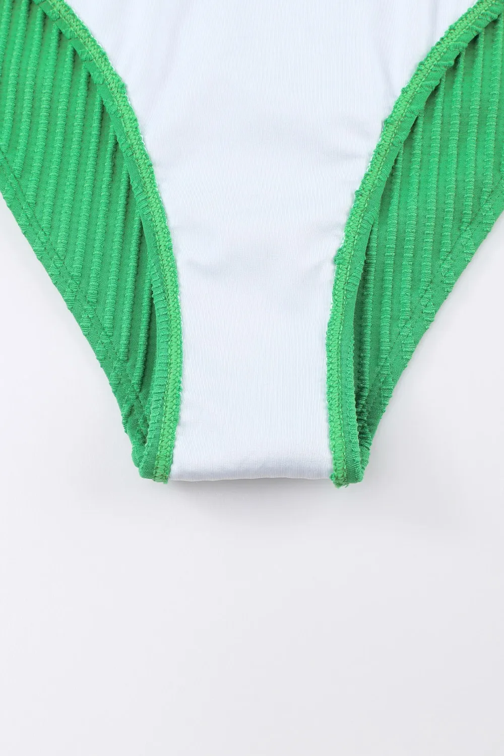 Textured Contrast Banding Bikini High Waist 2pcs Swimsuit, image 30