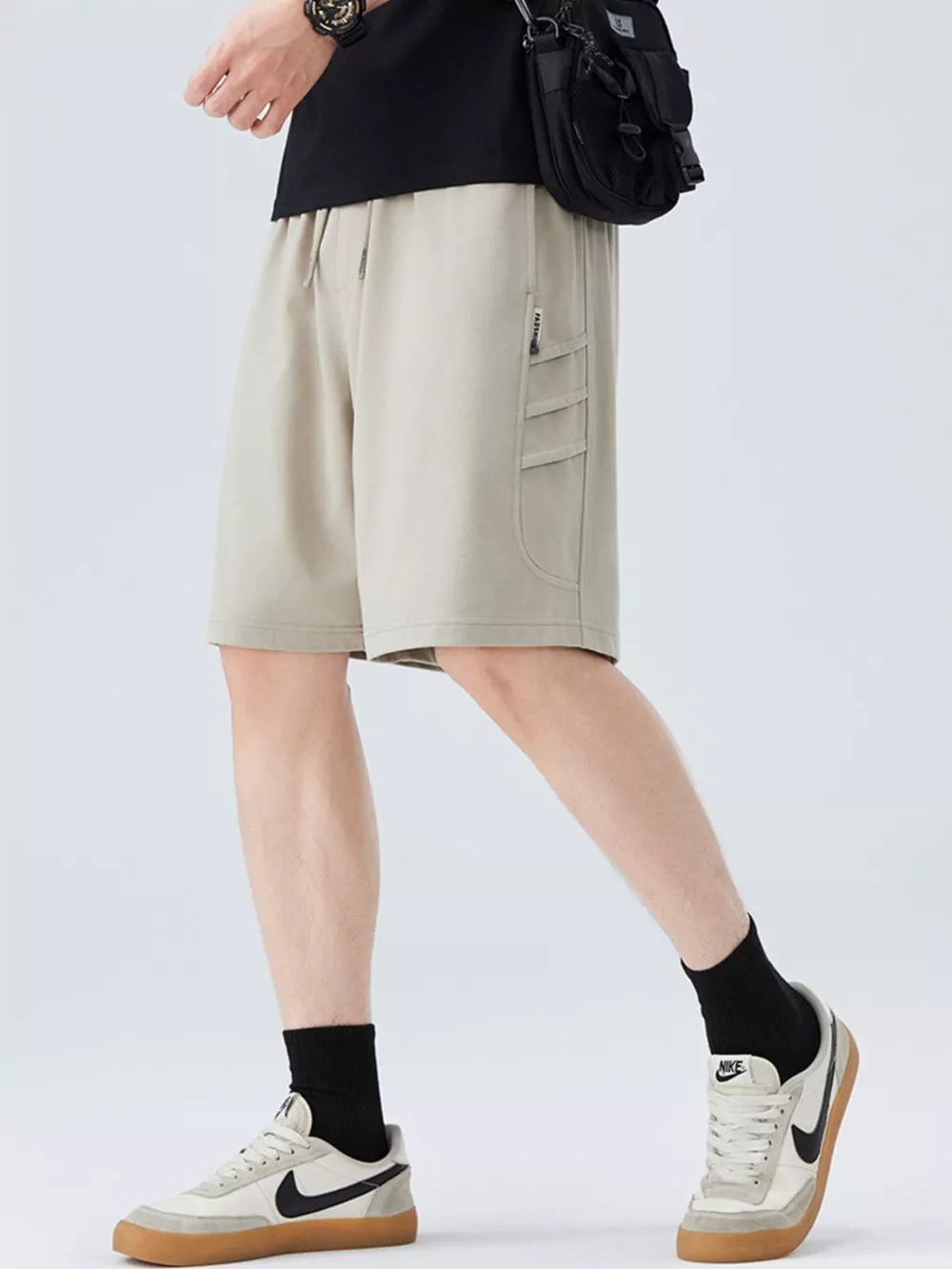 Men's Plus Size Casual Cargo Shorts with Drawstring, image 8