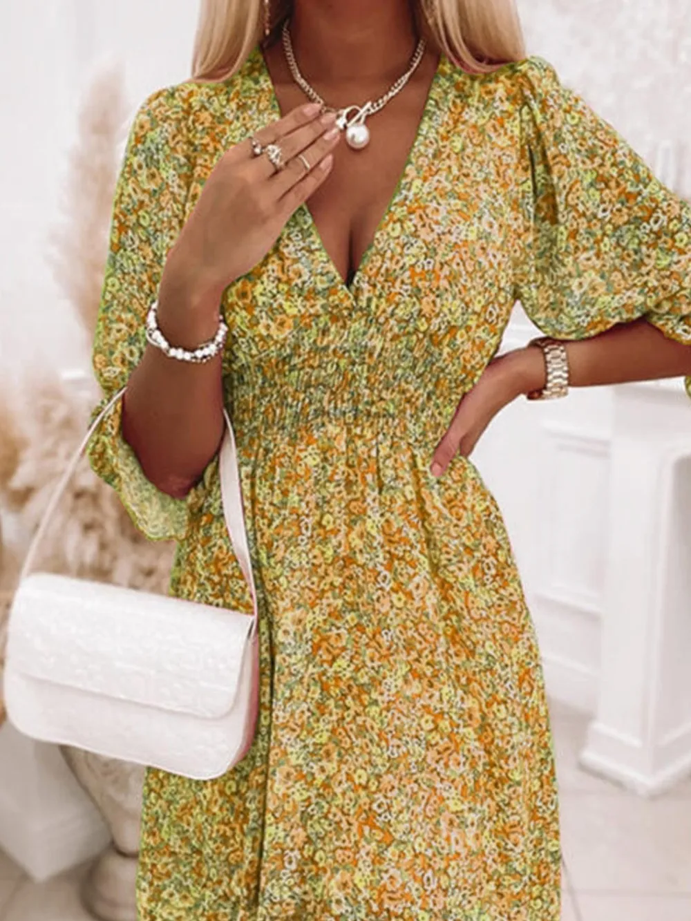 Full Size Ruffled Hem Floral Dress Plus Size, image 9