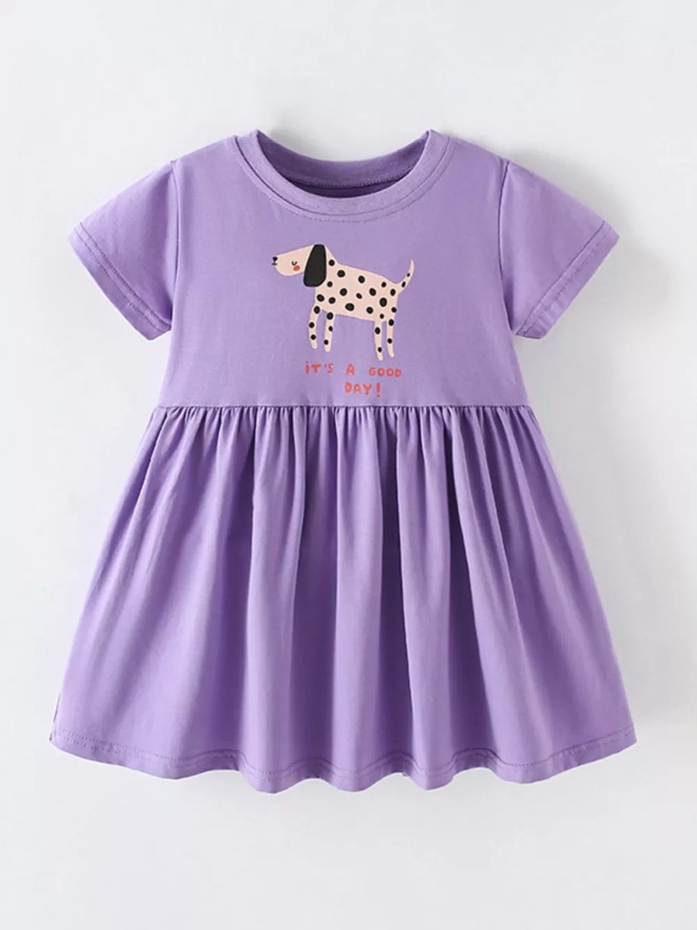 Children's Dog Round Neck Casual Dress