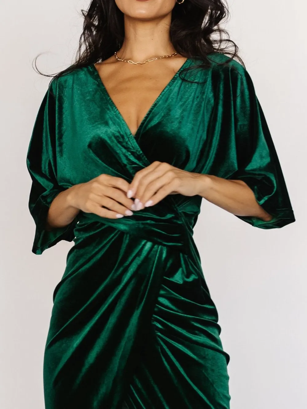 Ruched Surplice Half Sleeve Dress, image 12