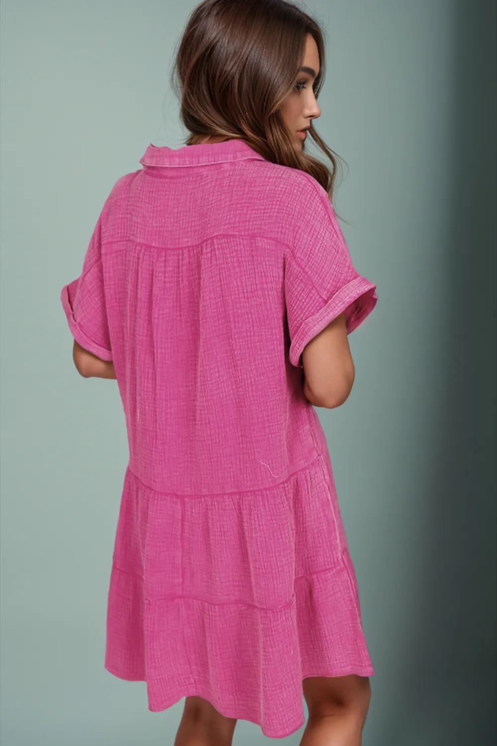Tiered Notched Short Sleeve Dres, image 6