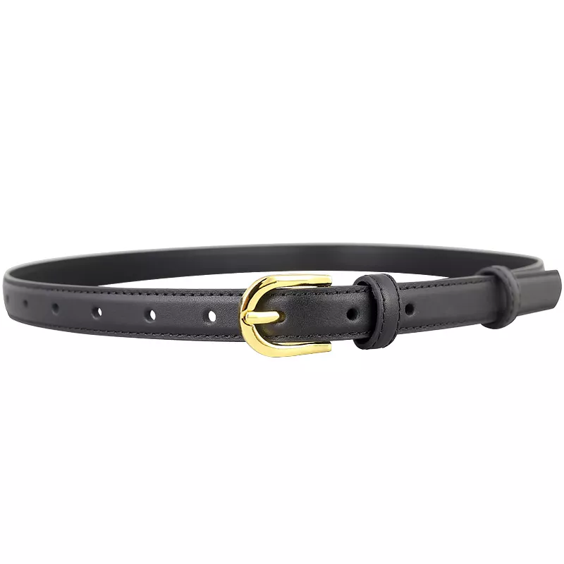 Leather Belt with Golden Buckle, image 3