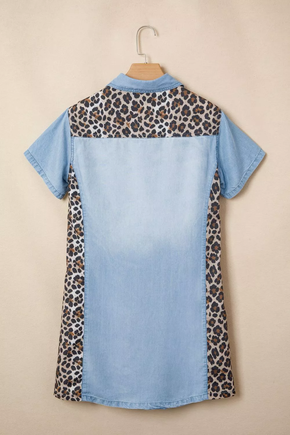 Leopard Print Panel Short Sleeve Dress, image 5