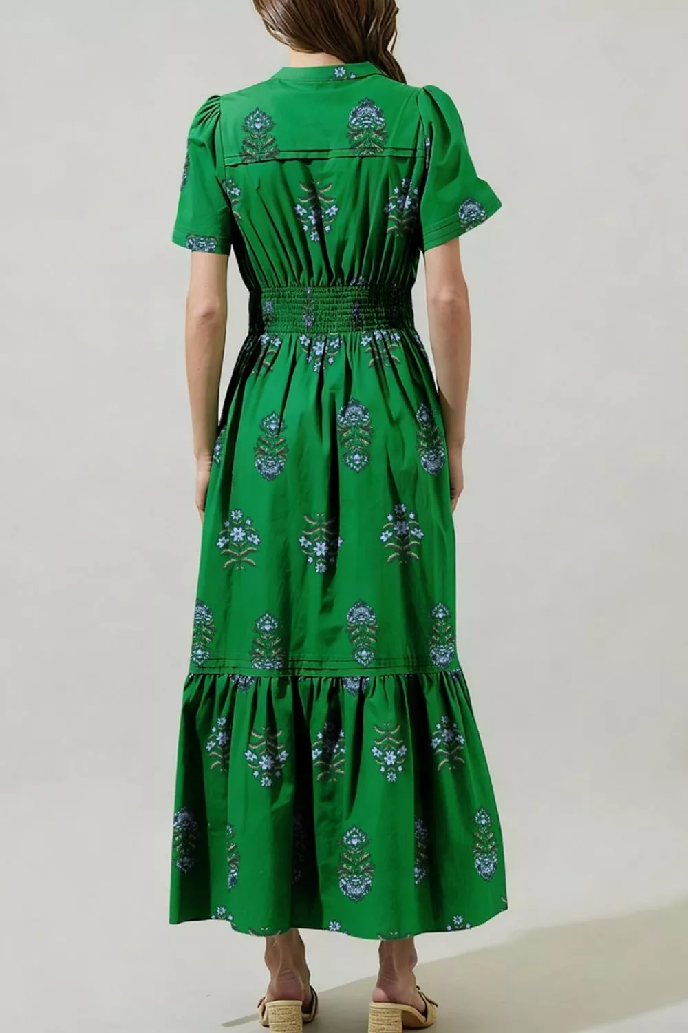 Floral Print Smocked Waist Maxi Dress, image 6