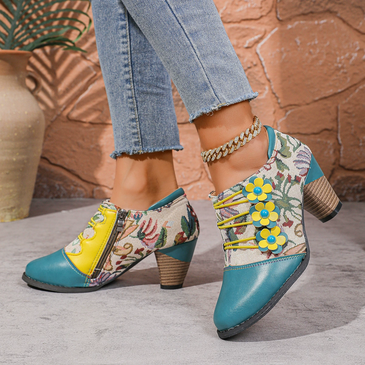 Lace-Up Block Heel Ankle Boots, image 8