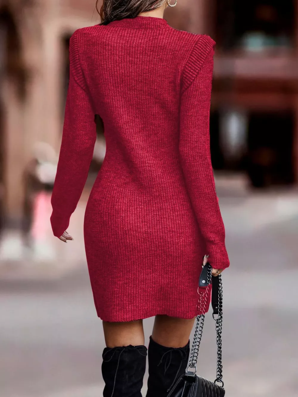 Ribbed Knit Bodycon Sweater Dress, image 12