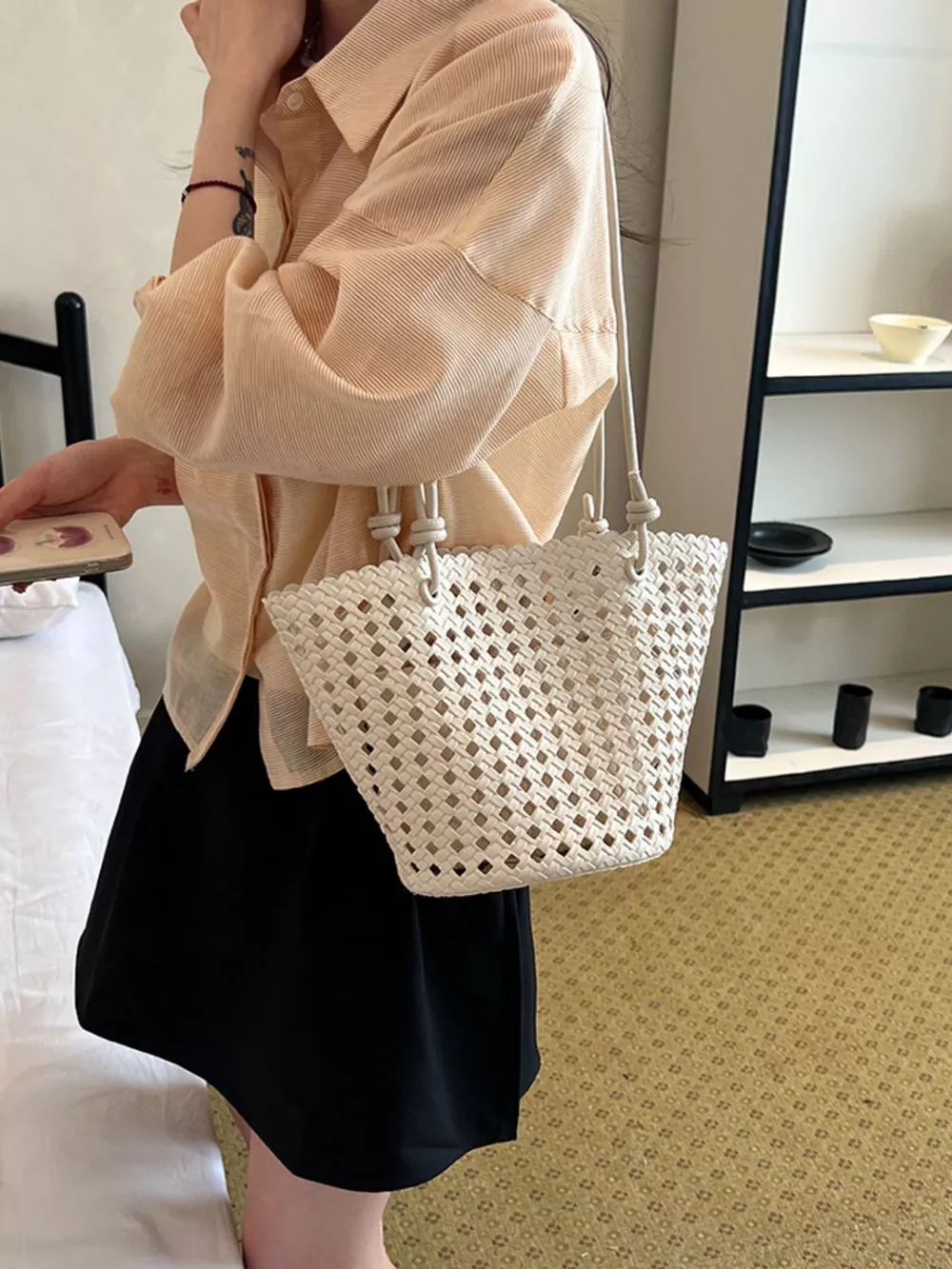 Woven Leather Shoulder Bag, image 9