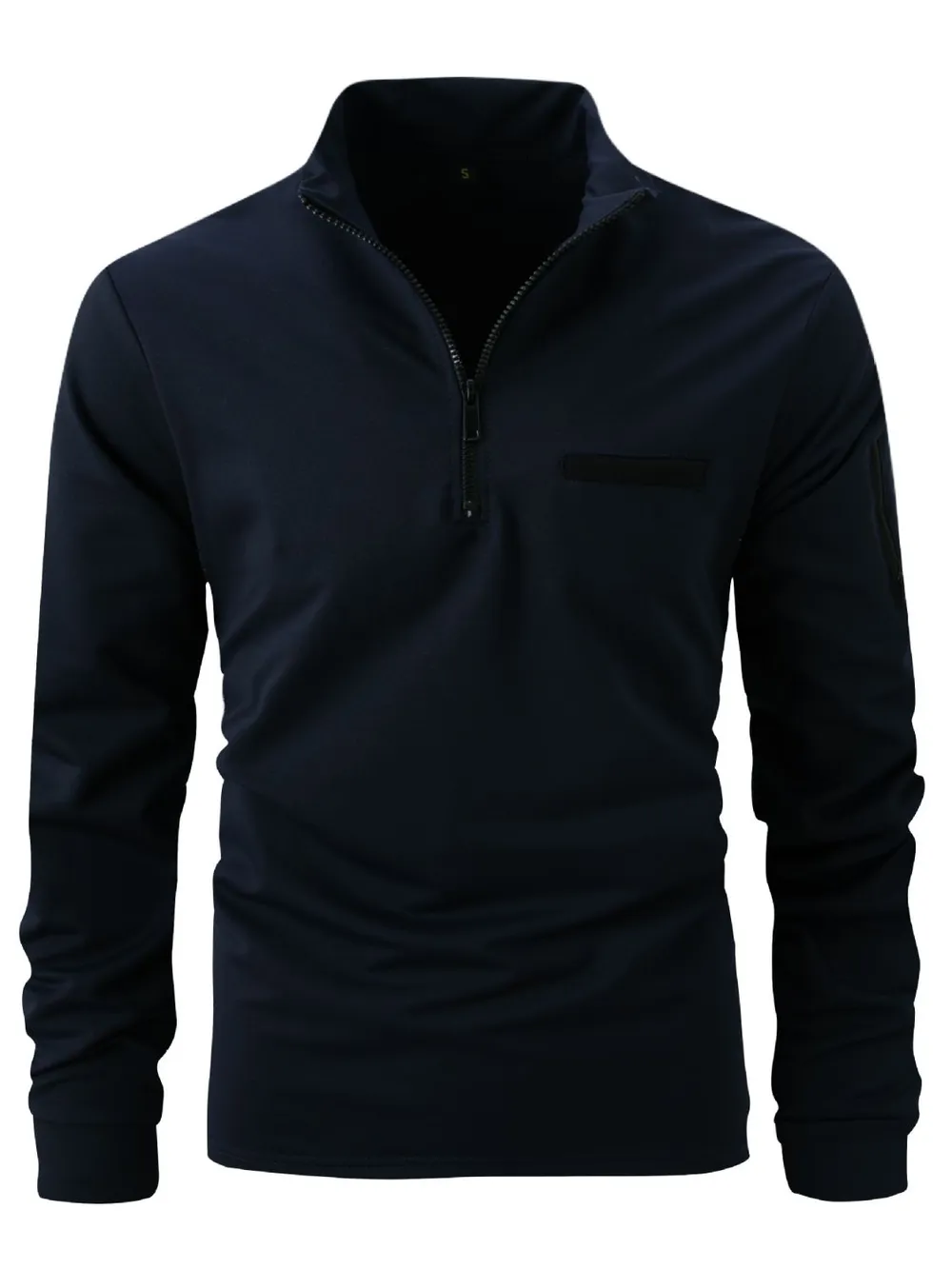 Men's Full Size Quarter Zip Long Sleeve Polo Plus Size, image 7